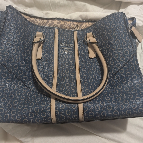 Guess Blue and Tan Tote Bag - Picture 3 of 15
